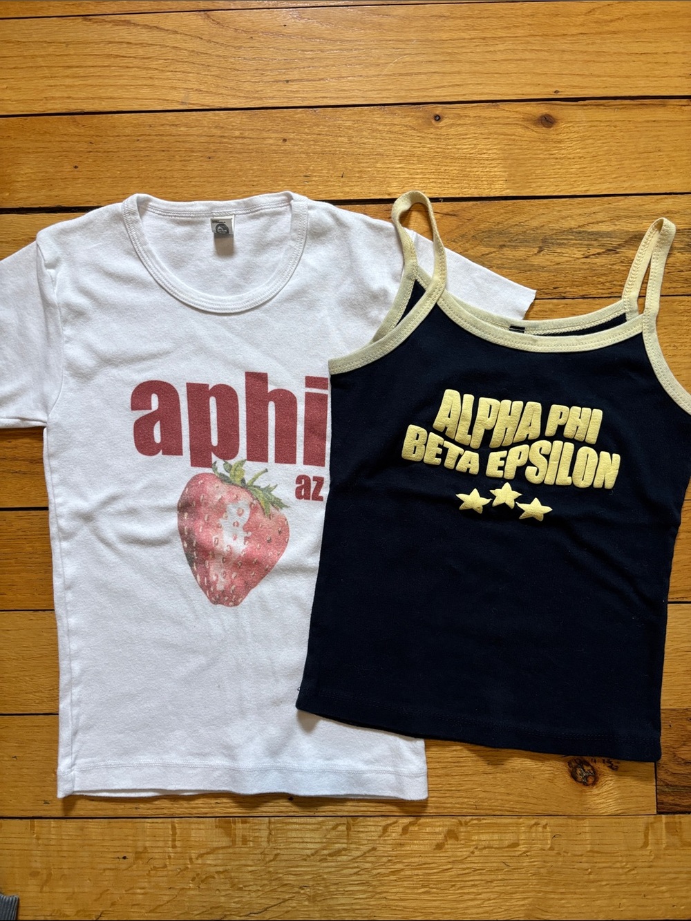 Alpha Phi Graphic Tank Top and Strawberry Print Tee - Blue & Yellow